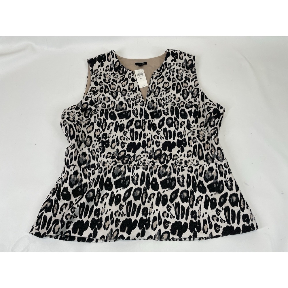 Ann Taylor‎ Leopard Print Sleeveless V Neck Top Womens Size 14 NWT